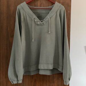 Aerie Sage Lace-Up Sweatshirt
